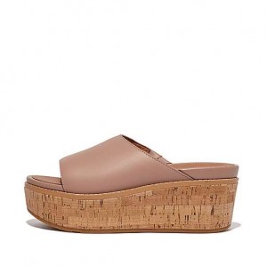 Chanclas FitFlop ELOISE Cork-Wrap Cuero Wedge Mujer Negras | SL1675298