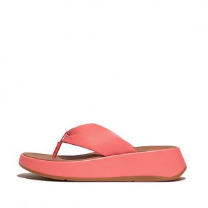 Sandalias FitFlop F-MODE Cuero-Twist Flatform Puntera-Post Mujer Blancas | XV5036427