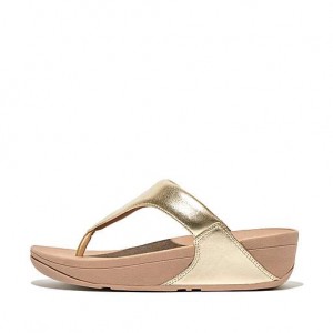 Sandalias FitFlop LULU Metallic Cuero Puntera-Post Mujer Blancas | JW0194523