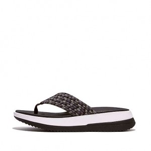 Sandalias FitFlop SURFF Art-Webbing Puntera-Post Mujer Negras | ZO7463159