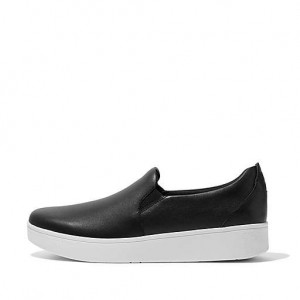 Zapatillas FitFlop RALLY Cuero Slip-On Skate Mujer Negras | BH2845916