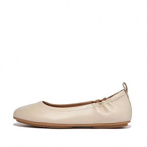 Zapatos Planos FitFlop ALLEGRO Soft Cuero Ballet Flats Mujer Limón | YE4573810