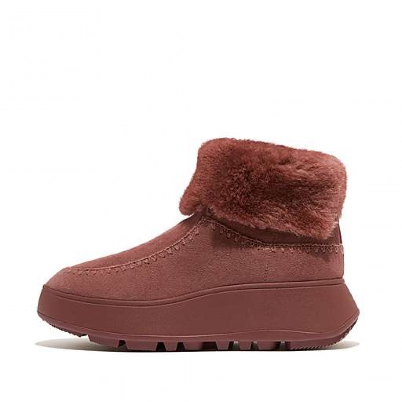 Botas FitFlop F-MODE Crochet-Stitch Double-Faced Shearling Flatform Moc Mujer Azules | BD8275613