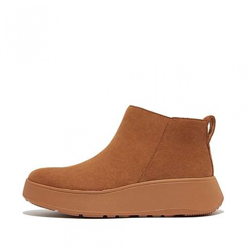 Botas FitFlop F-MODE Gamuza Flatform Zip Mujer Limón | CA0173892