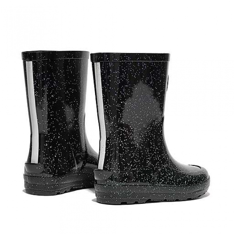 Botas de Lluvia FitFlop WONDERWELLY Glitter Ergonomic Niños Negras | PS6052978