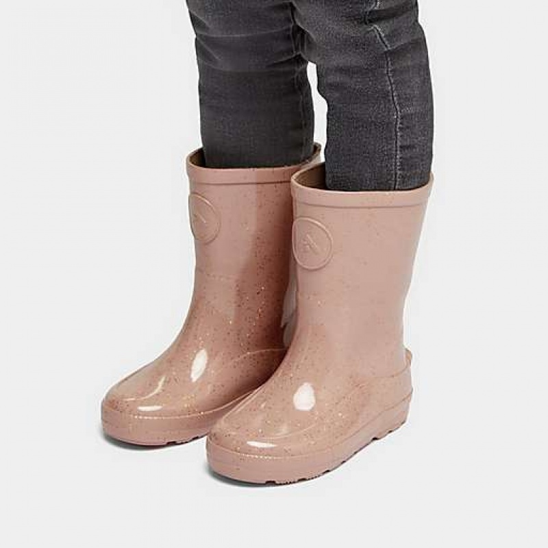 Botas de Lluvia FitFlop WONDERWELLY Glitter Ergonomic Niños Chocolate | AZ2469157