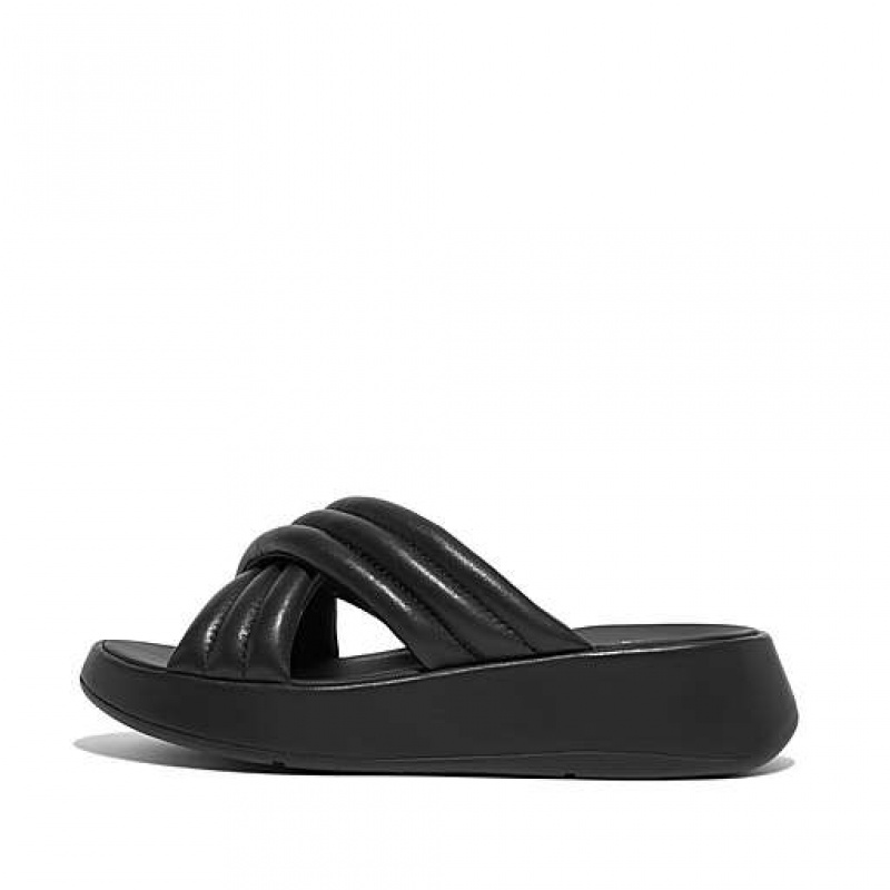 Chanclas FitFlop F-MODE Acolchado Cuero Flatform Cross Mujer Naranjas | UT4651827