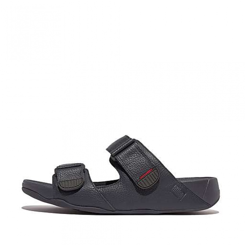 Chanclas FitFlop GOGH MOC Adjustable Cuero Hombre Negras | RW5461807