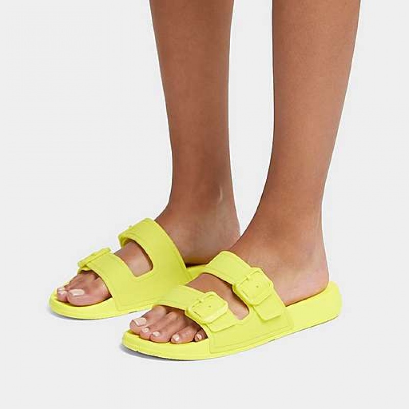 Chanclas FitFlop IQUSHION Glow-In-The-Dark Two-Bar Hebilla Mujer Blancas | MD5987603