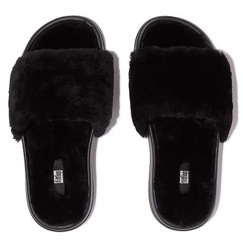 Chanclas FitFlop IQUSHION Shearling Mujer Azul Marino | AY1649580