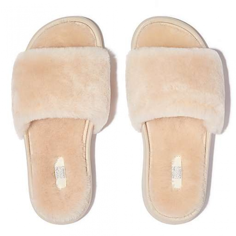 Chanclas FitFlop IQUSHION Shearling Mujer Plateadas | TV5642317