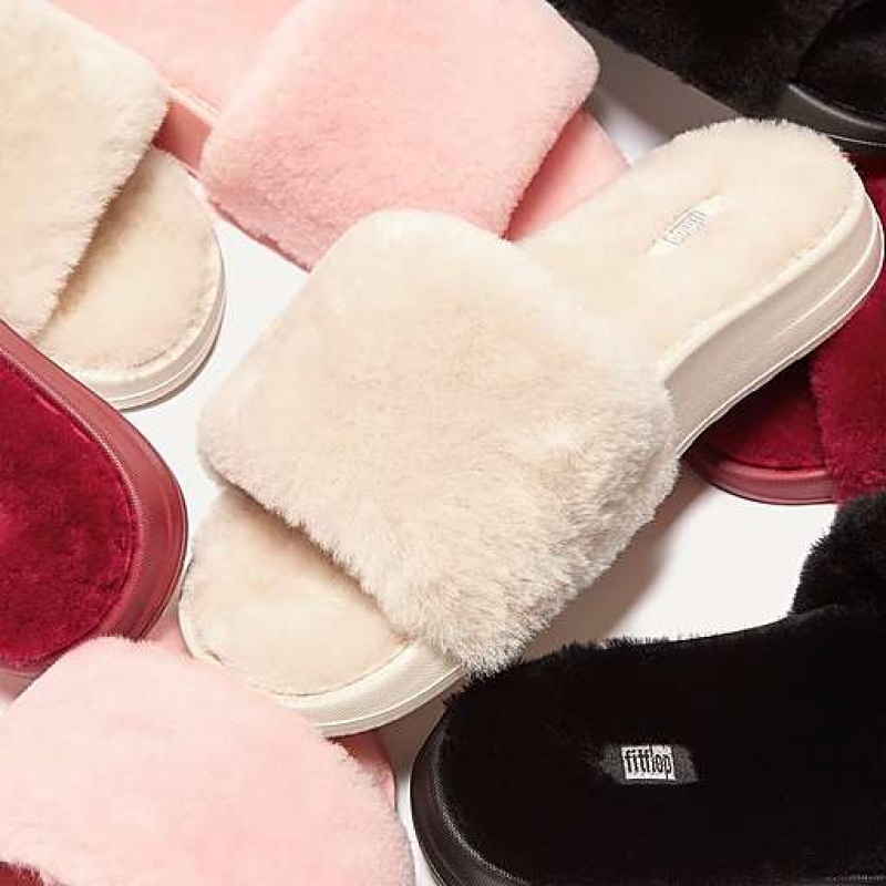 Chanclas FitFlop IQUSHION Shearling Mujer Plateadas | TV5642317