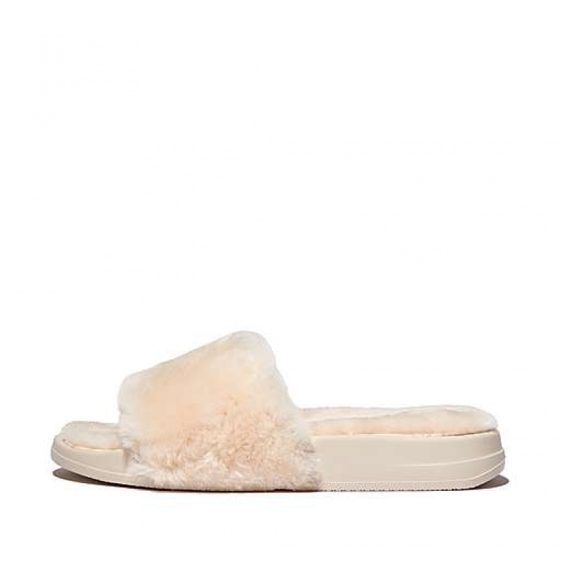 Chanclas FitFlop IQUSHION Shearling Mujer Plateadas | TV5642317