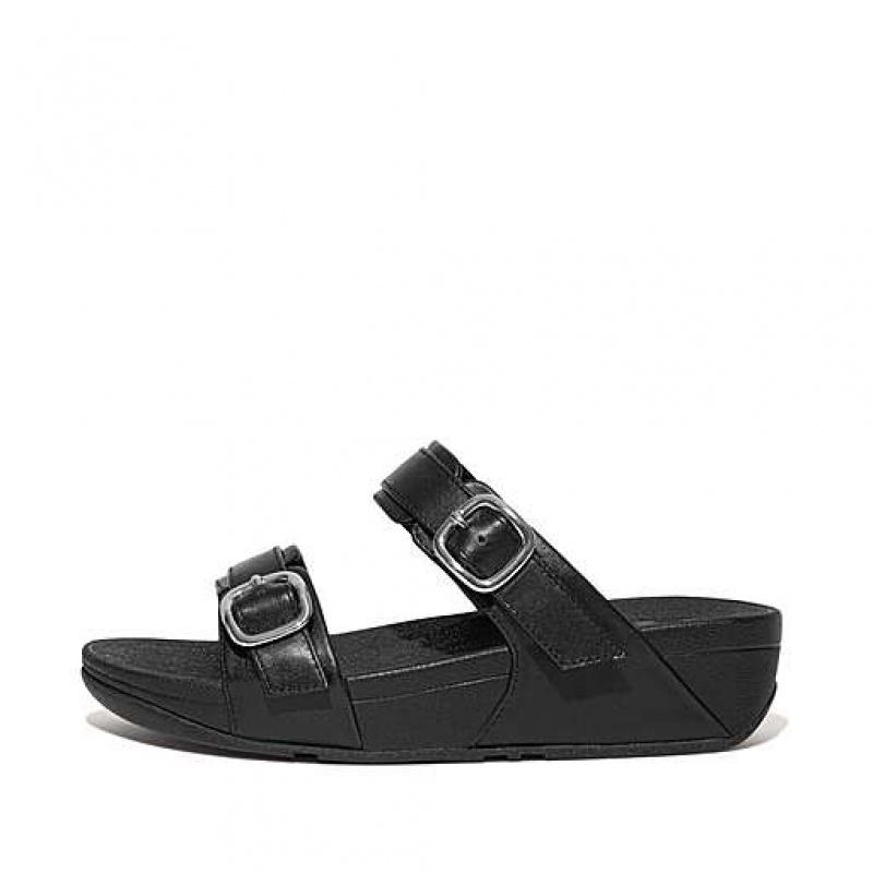 Chanclas FitFlop LULU Adjustable Cuero Mujer Negras | HN3950461