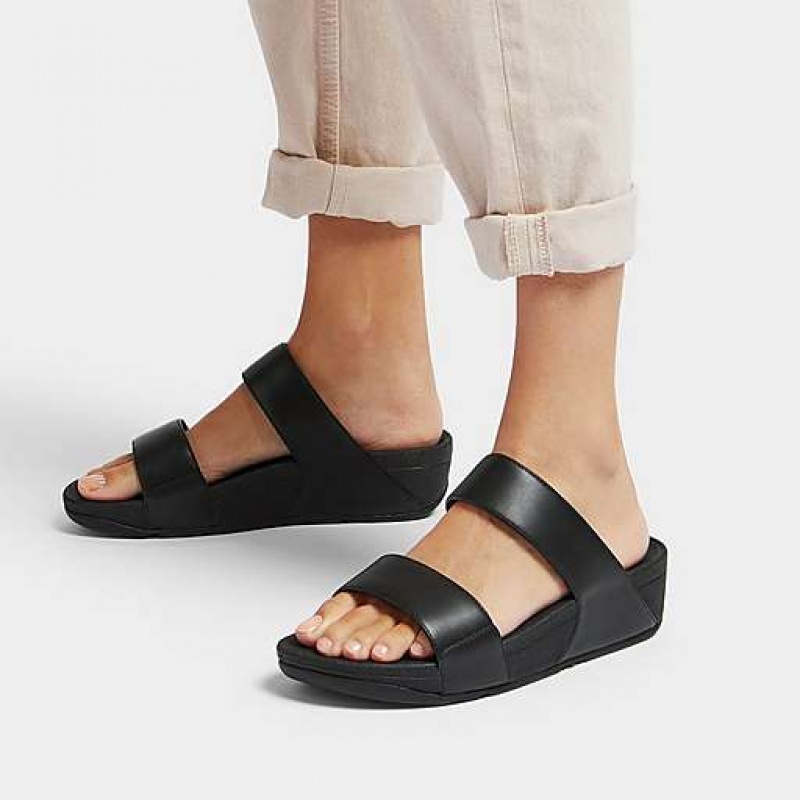 Chanclas FitFlop LULU Adjustable Cuero Mujer Negras | GB1259860