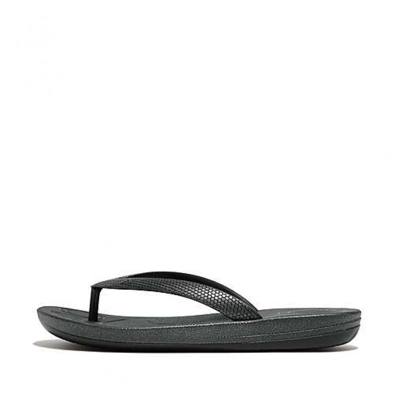 Chancletas FitFlop IQUSHION Shimmer Ergonomic Niños Negras | HE7934068