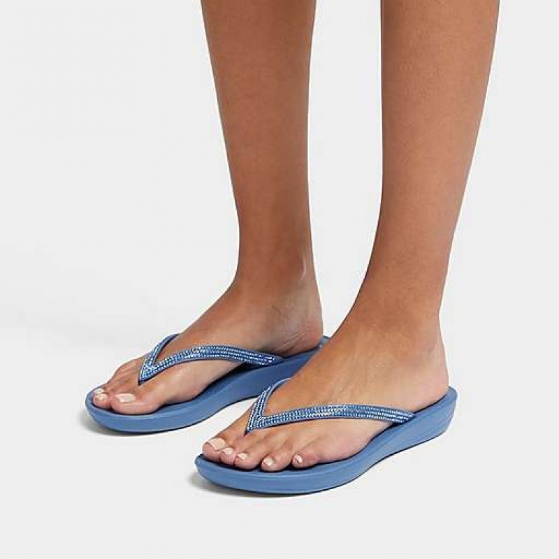 Chancletas FitFlop IQUSHION Sparkle Mujer Azules | YJ9542768