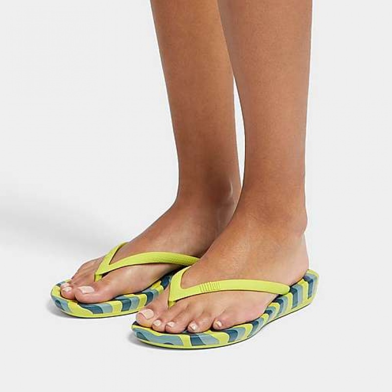 Chancletas FitFlop IQUSHION Wave-Print Ergonomic Mujer Marrones | UX9486071