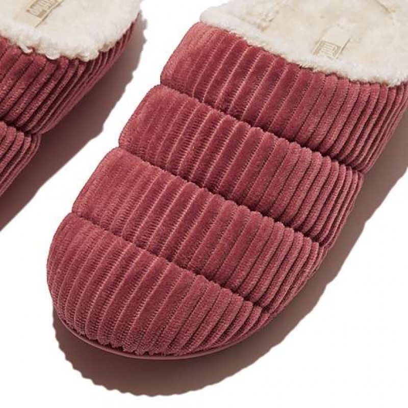 Pantuflas FitFlop CHRISSIE Biofleece-Forro Corduroy Mujer Rosas | YJ5063948