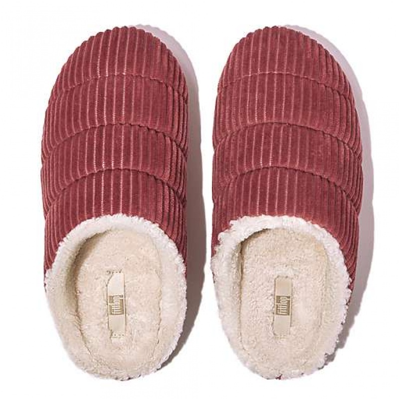 Pantuflas FitFlop CHRISSIE Biofleece-Forro Corduroy Mujer Rosas | YJ5063948