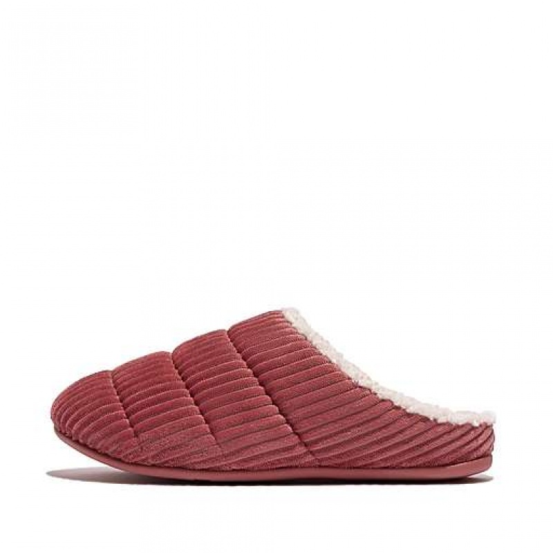 Pantuflas FitFlop CHRISSIE Biofleece-Forro Corduroy Mujer Rosas | YJ5063948