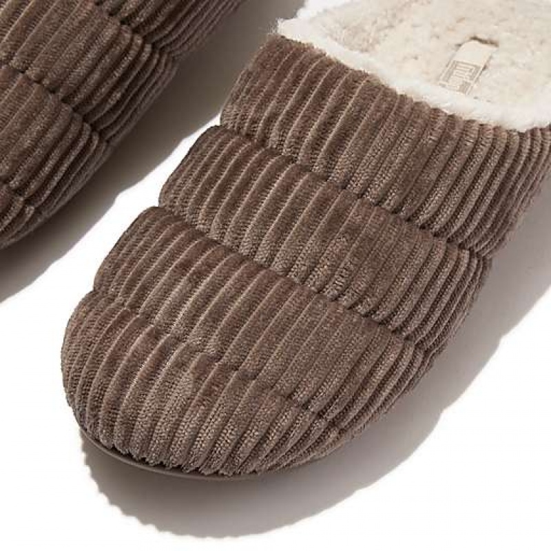 Pantuflas FitFlop CHRISSIE Biofleece-Forro Corduroy Mujer Gris | DG3026184