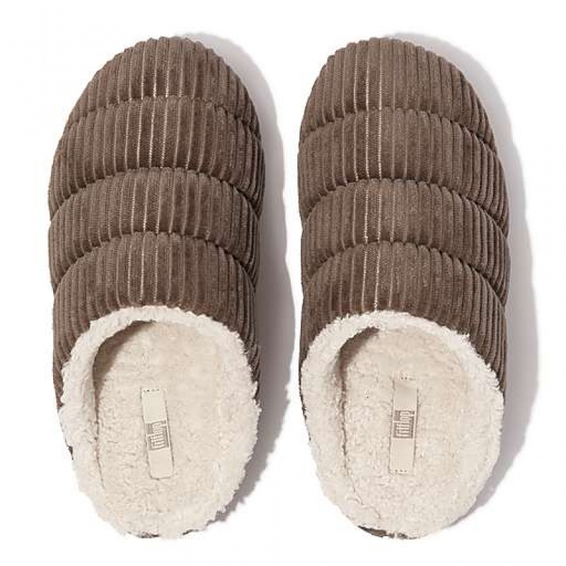 Pantuflas FitFlop CHRISSIE Biofleece-Forro Corduroy Mujer Gris | DG3026184