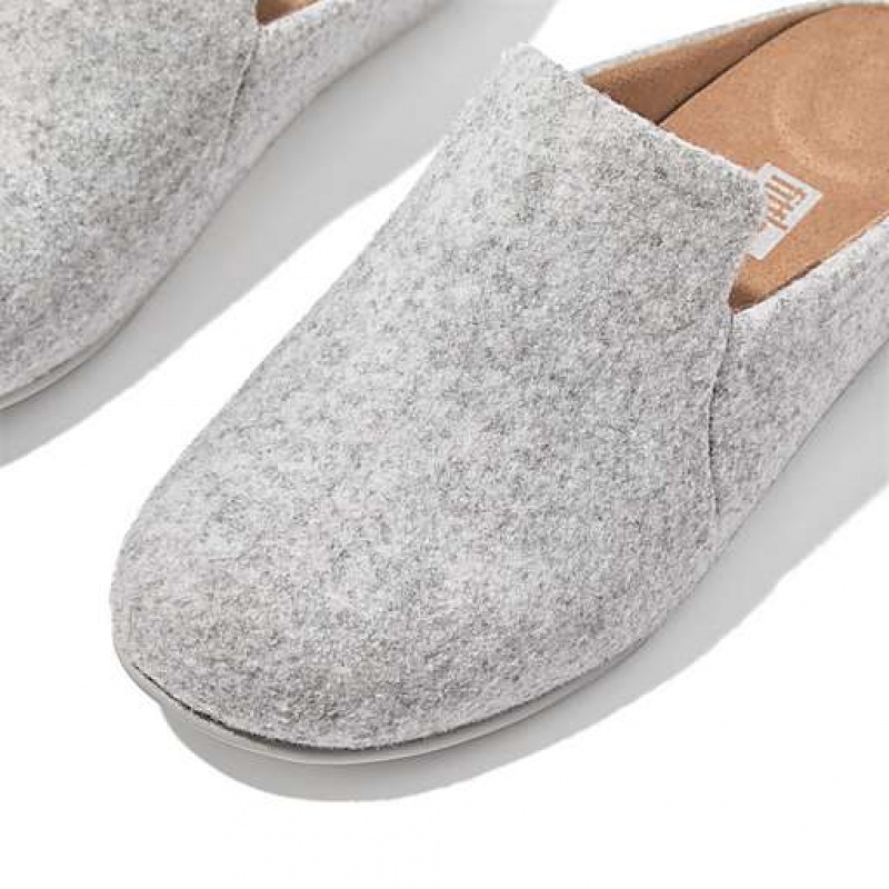 Pantuflas FitFlop CHRISSIE II E01 Haus Felt Mujer Naranjas Blancas | OD1296874