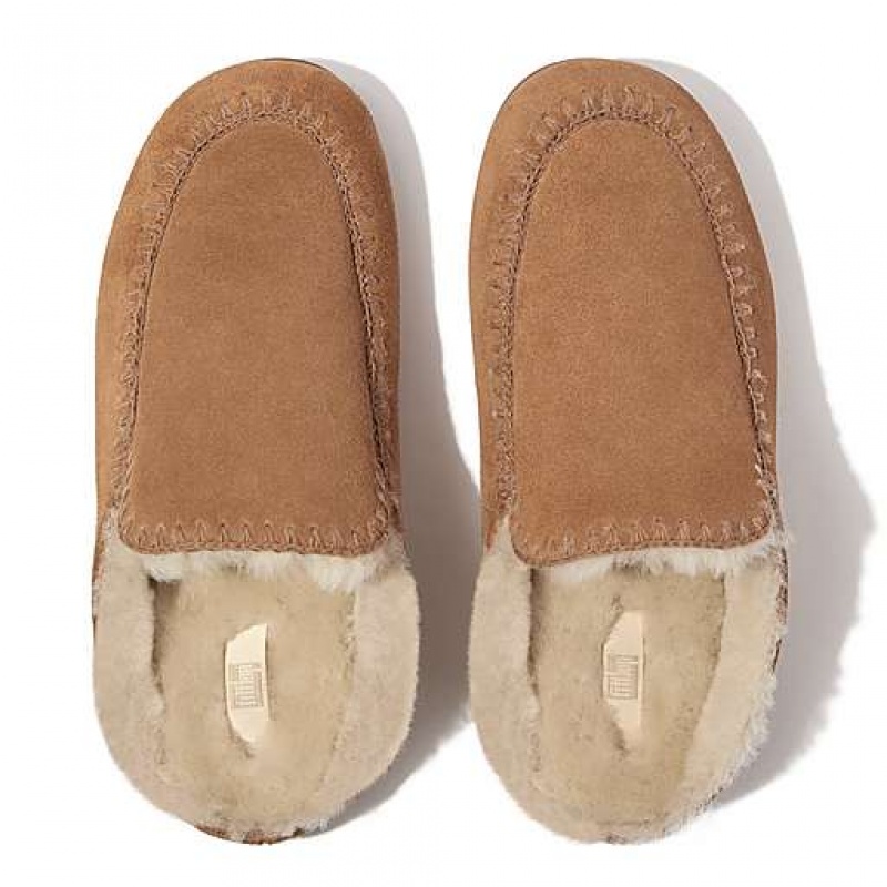 Pantuflas FitFlop CHRISSIE II HAUS Crochet-Stitch Shearling-Forro Gamuza Mujer Limón | JN7839025