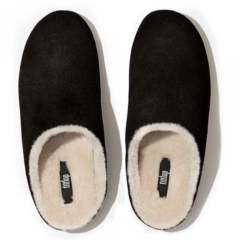 Pantuflas FitFlop CHRISSIE Shearling Gamuza Mujer Gris Blancas | GJ3249106