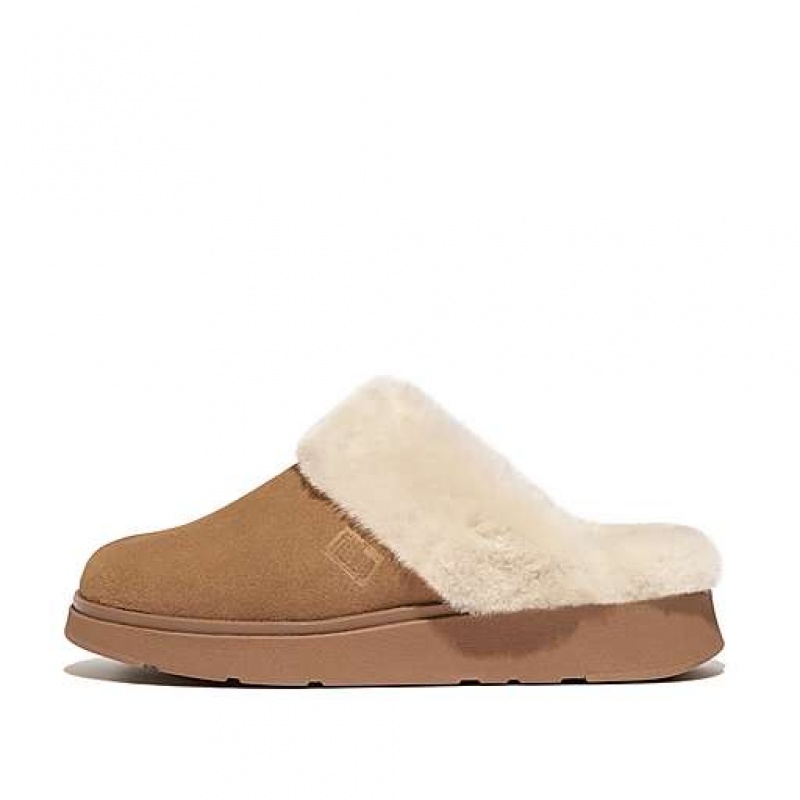 Pantuflas FitFlop GEN-FF Shearling-Collar Gamuza Mujer Azules | OZ4708192