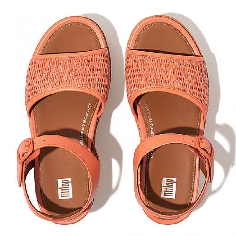 Sandalias FitFlop ELOISE Cork-Wrap Woven Back-Correa Wedge Mujer Metal Plateadas | FE0531684