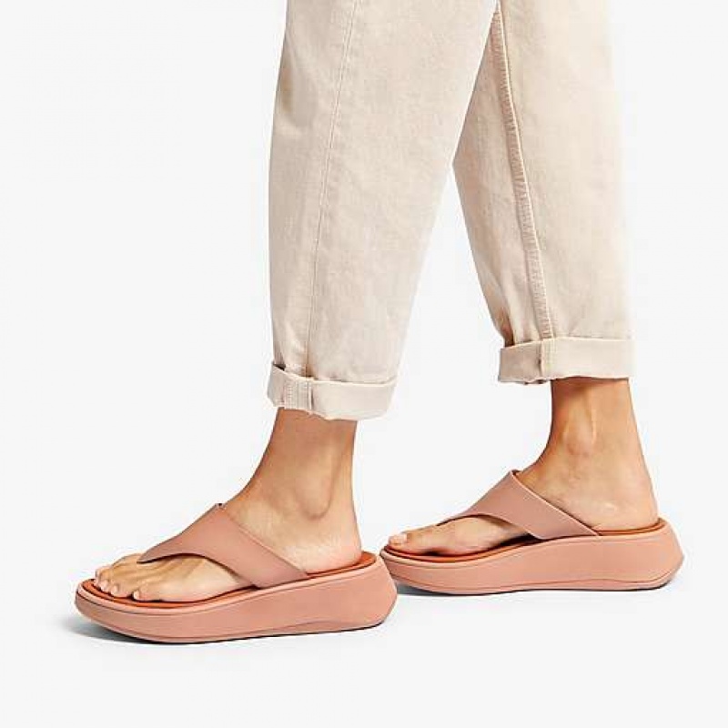 Sandalias FitFlop F-MODE Cuero Flatform Puntera-Post Mujer Gris | TD3574608