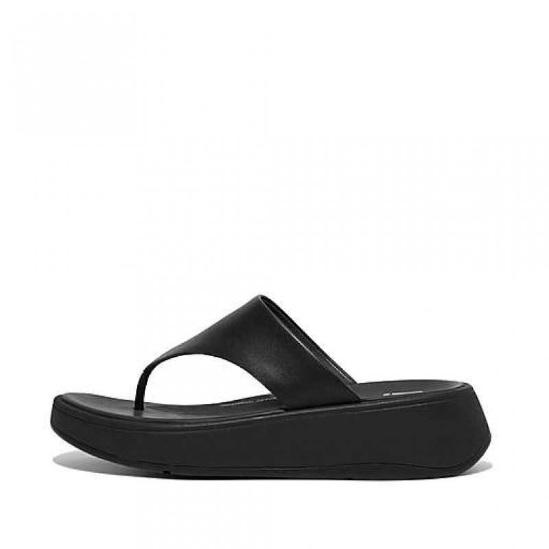 Sandalias FitFlop F-MODE Cuero Flatform Puntera-Post Mujer Marrones Kaki | YC0867215