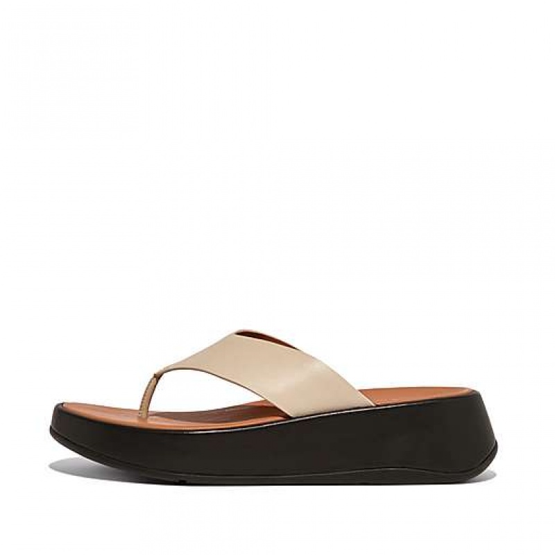 Sandalias FitFlop F-MODE Luxe Cuero Flatform Puntera-Post Mujer Moradas | UX7519824