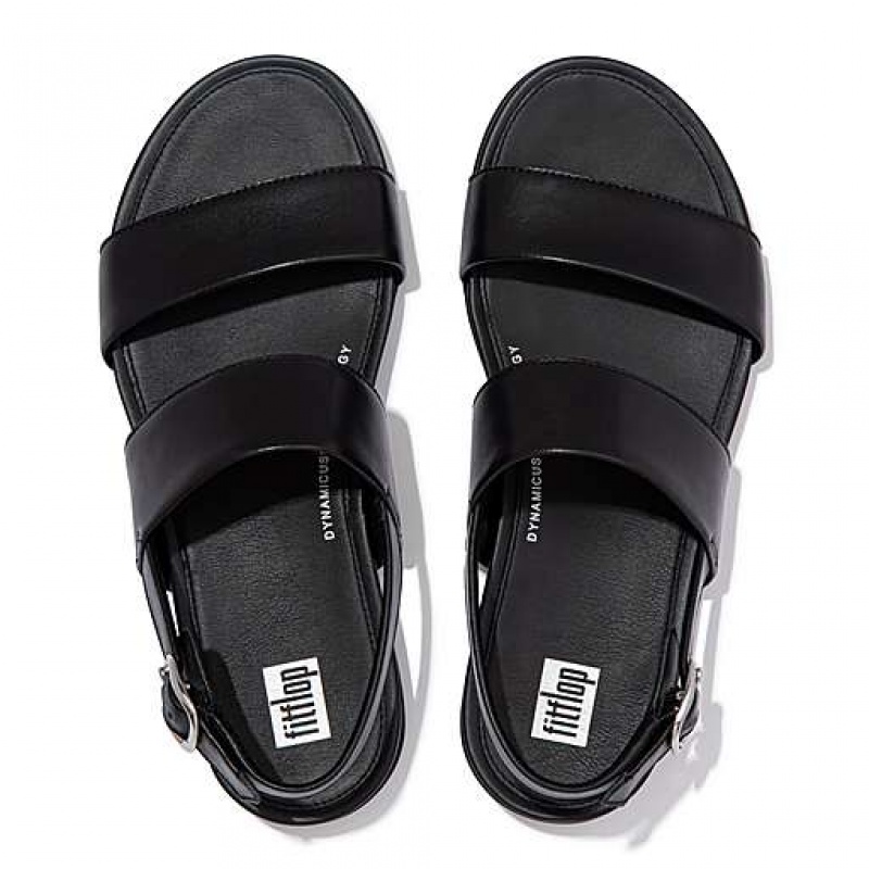 Sandalias FitFlop GRACIE Cuero Back-Correa Mujer Negras | ES6801527