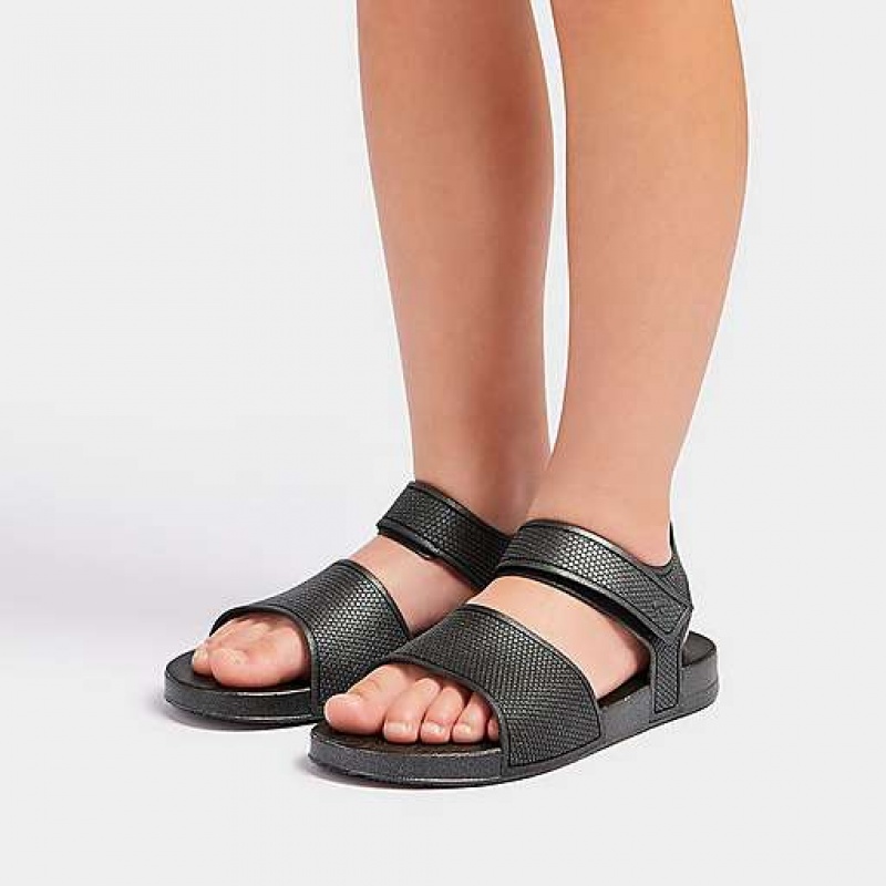 Sandalias FitFlop IQUSHION Shimmer Ergonomic Back-Correa Niños Kaki | BH3862571