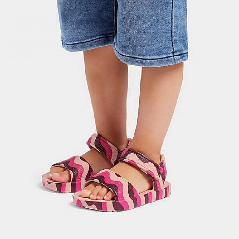 Sandalias FitFlop IQUSHION Wave-Print Ergonomic Back-Correa Niños Blancas | HS8576293