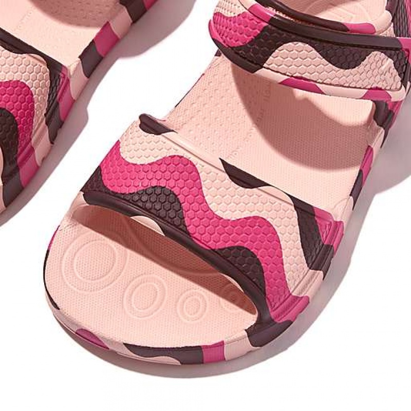 Sandalias FitFlop IQUSHION Wave-Print Ergonomic Back-Correa Niños Blancas | HS8576293