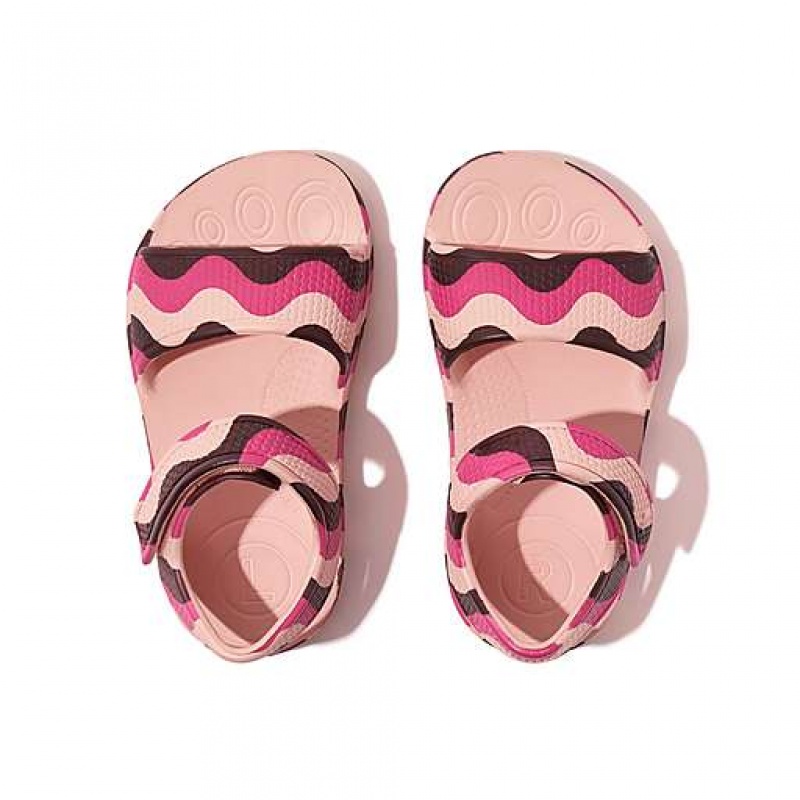 Sandalias FitFlop IQUSHION Wave-Print Ergonomic Back-Correa Niños Blancas | HS8576293