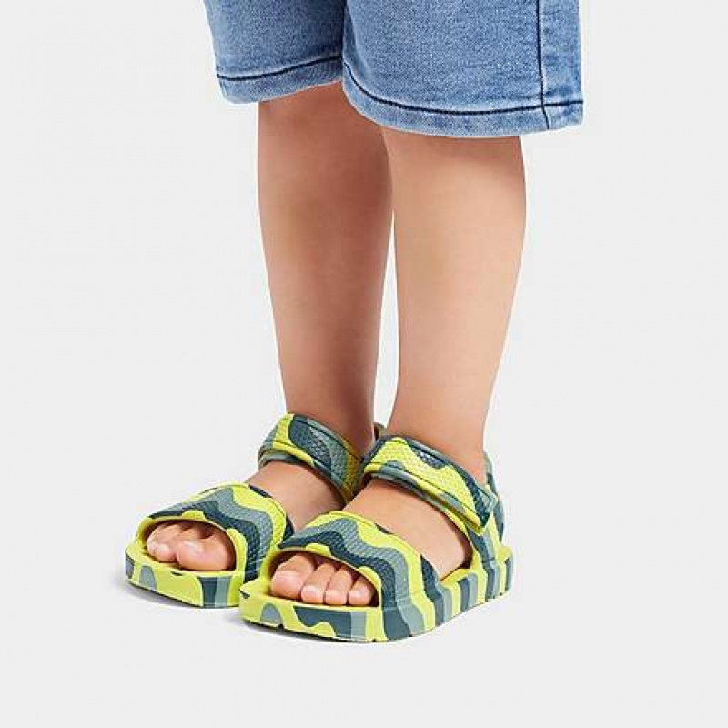 Sandalias FitFlop IQUSHION Wave-Print Ergonomic Back-Correa Niños Negras | JK0413528