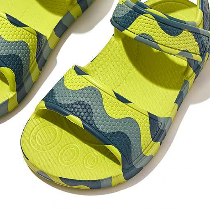 Sandalias FitFlop IQUSHION Wave-Print Ergonomic Back-Correa Niños Negras | JK0413528