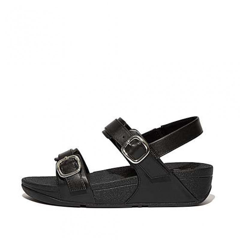 Sandalias FitFlop LULU Adjustable Cuero Mujer Negras | HW1452308