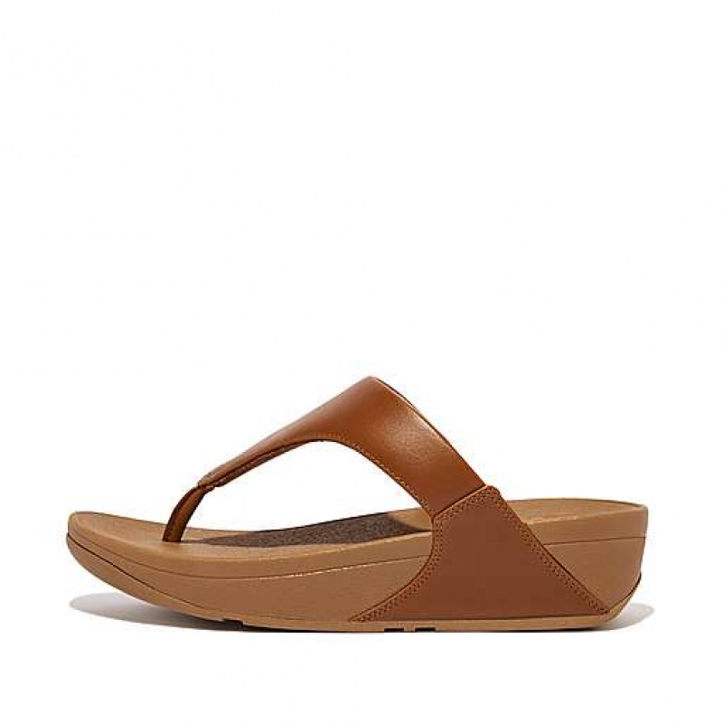 Sandalias FitFlop LULU Cuero Puntera-Post Mujer Marrones | DN4183570