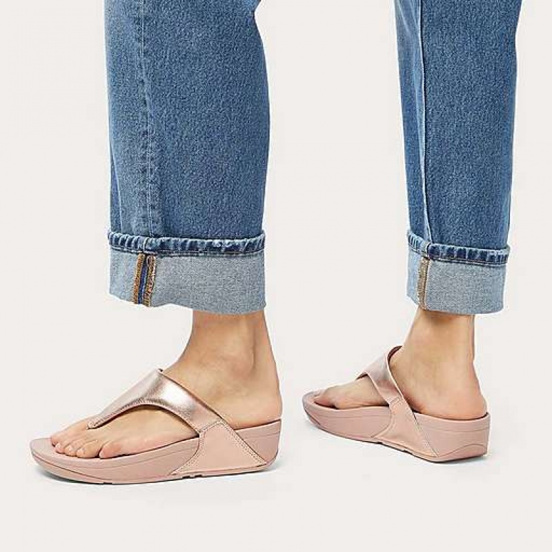 Sandalias FitFlop LULU Cuero Puntera-Post Mujer Gris | MR0193254