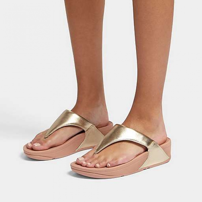 Sandalias FitFlop LULU Metallic Cuero Puntera-Post Mujer Blancas | JW0194523