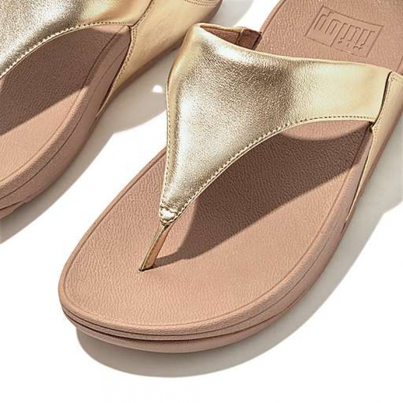 Sandalias FitFlop LULU Metallic Cuero Puntera-Post Mujer Blancas | JW0194523