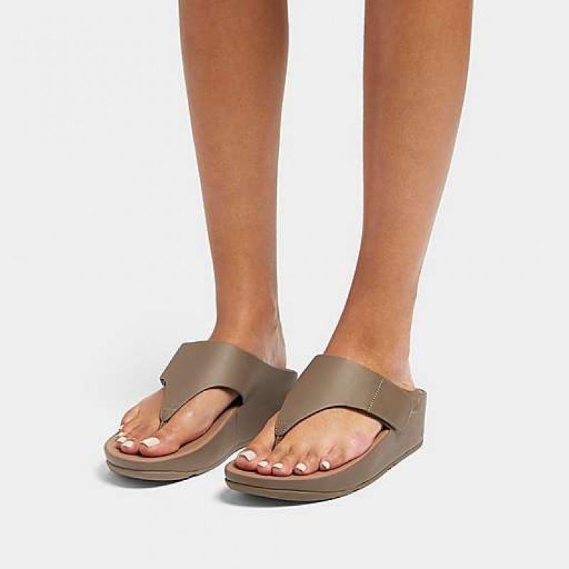 Sandalias FitFlop SHUV Adjustable Cuero Puntera-Post Mujer Gris | FM3276185