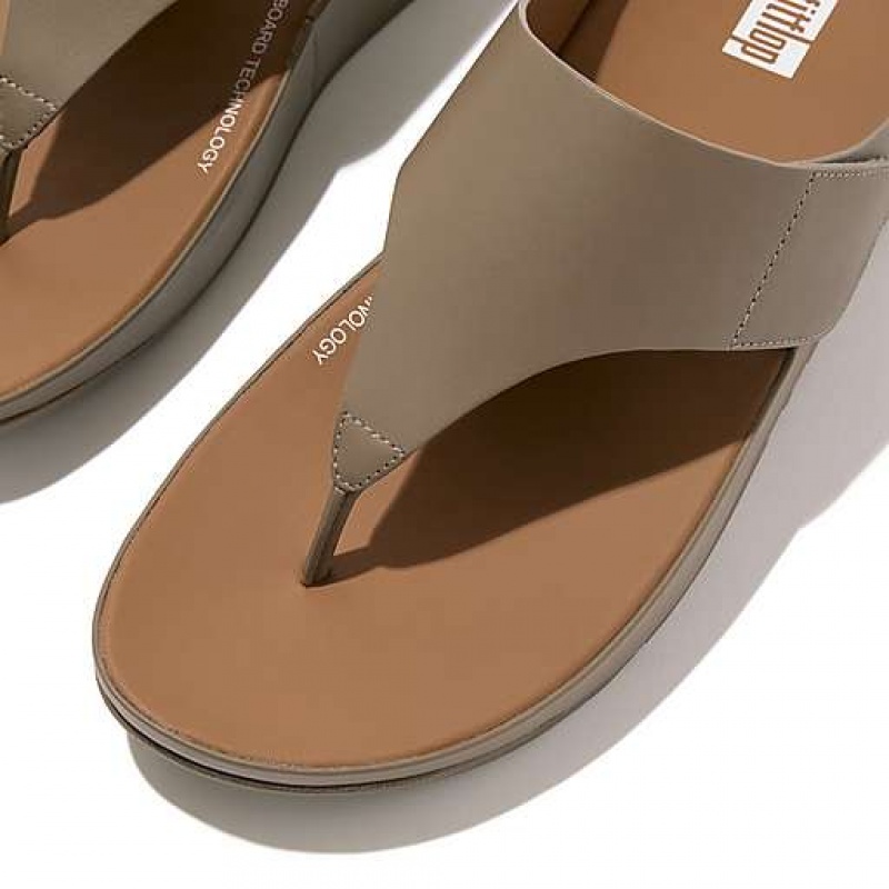 Sandalias FitFlop SHUV Adjustable Cuero Puntera-Post Mujer Gris | FM3276185