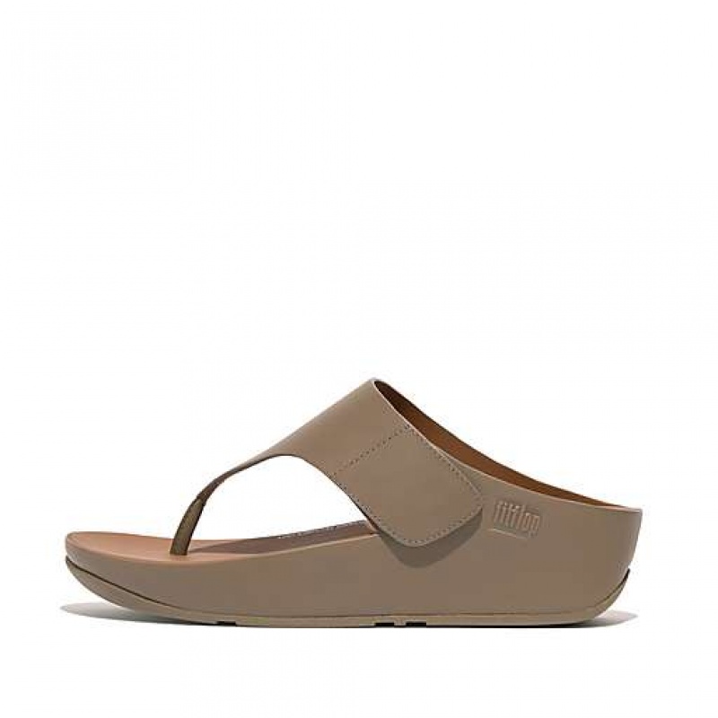 Sandalias FitFlop SHUV Adjustable Cuero Puntera-Post Mujer Gris | FM3276185